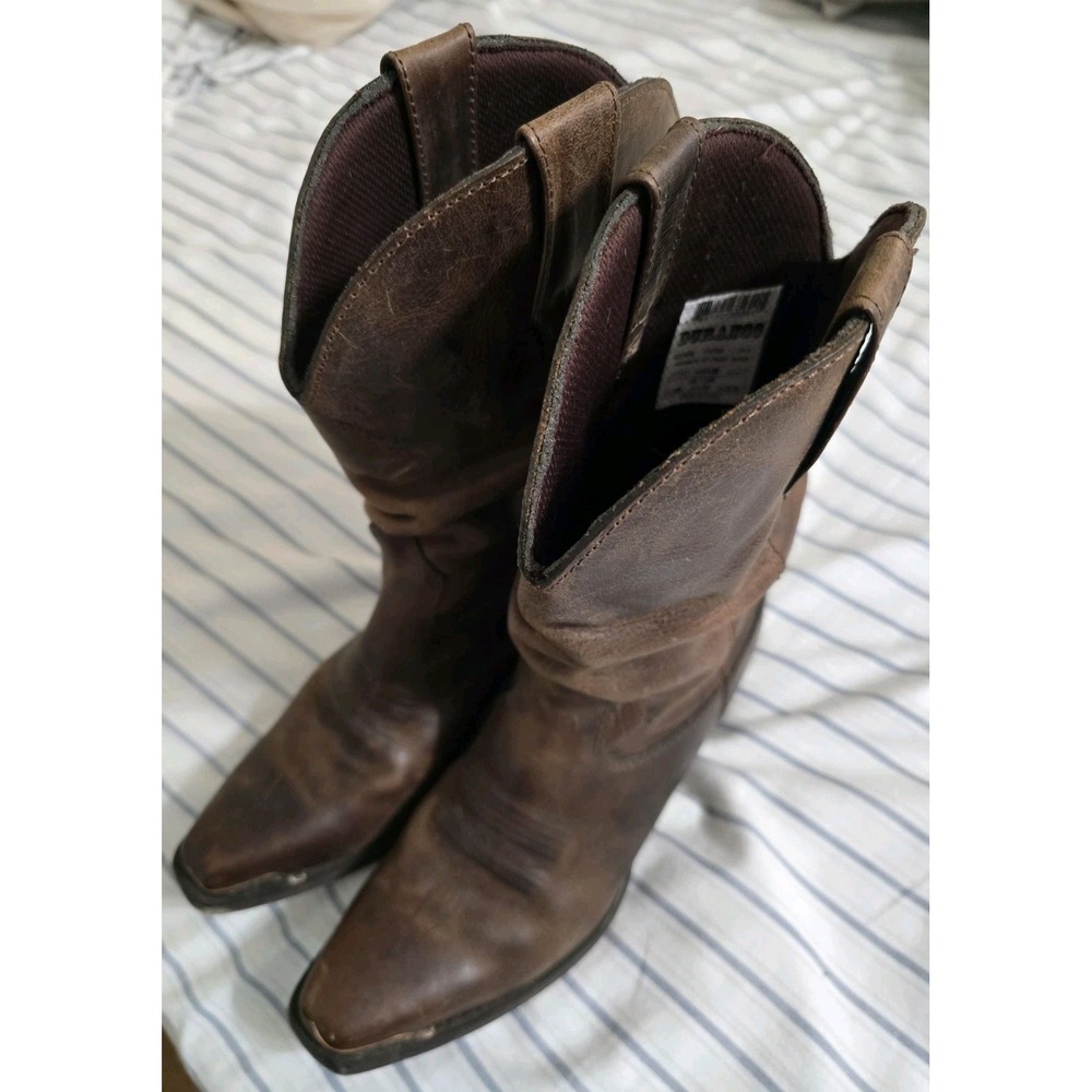 Durango RD3494 Women's 10" Crush  Brown Sultry Slouch Western Cowboy Boot 7.5M
